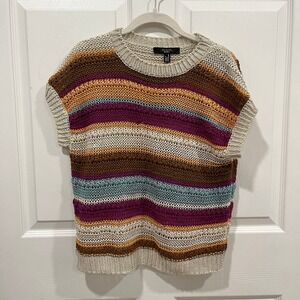 Weekend MaxMara Striped Knit‎ Top Colorful Short Sleeve Knitwear Women's